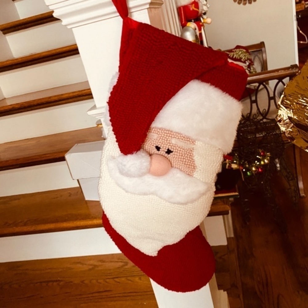 Vintage Dan Dee Santa Clause Velvet Stocking